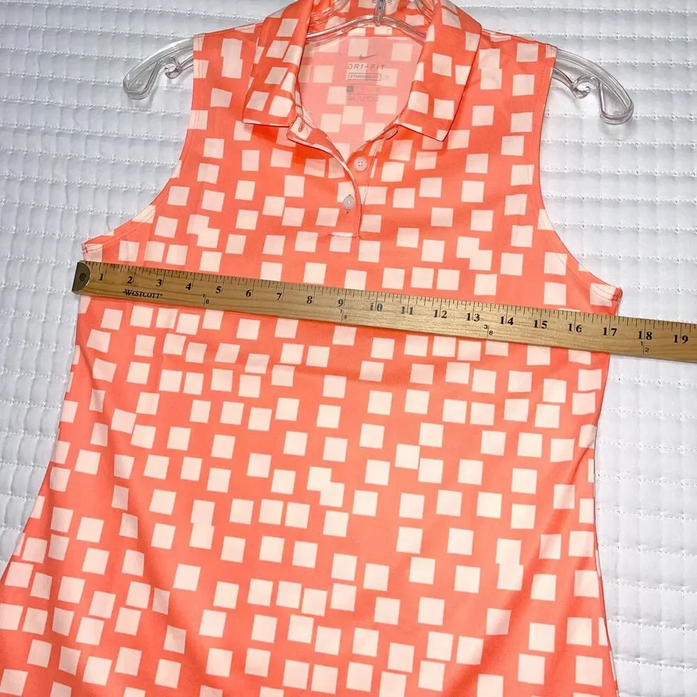 Nike Athletic Golf Shirt Size S Womans Orange Standard Fit Sleeveless Collared